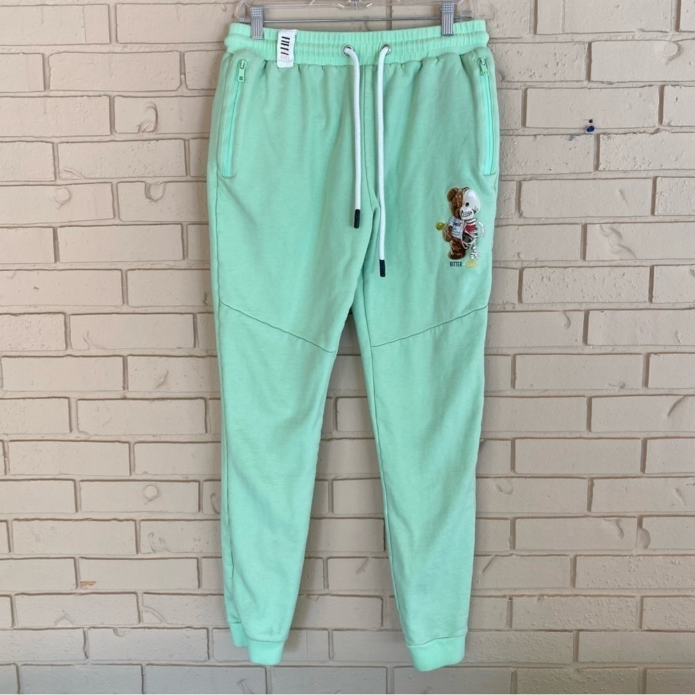 Fifth Loop Mens Joggers Sweatpants Green Embroidered Teddy Bear Skeleton XL